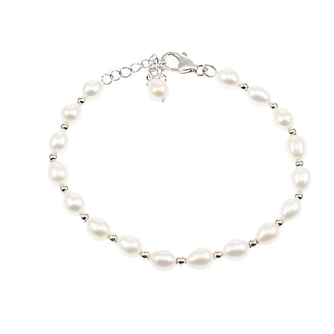 Shop Lido Pearls White Freshwater Rice Pearl Bracelet 0154B | H&H