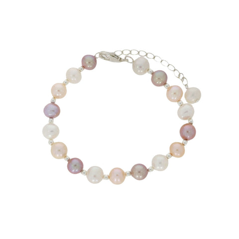 Lido Sterling Silver Bead Multicolour Freshwater Pearl Bracelet 0263BMC