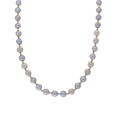 Lido Sterling Silver Bead Grey Freshwater Pearl Necklace 0263G