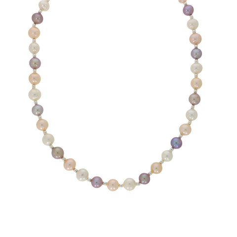 Lido Sterling Silver Bead Multicolour Freshwater Pearl Necklace 0263MC