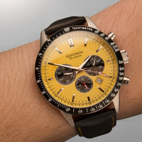 Sekonda Aviator Chronograph Leather Strap Mens Watch 1395 | H & H