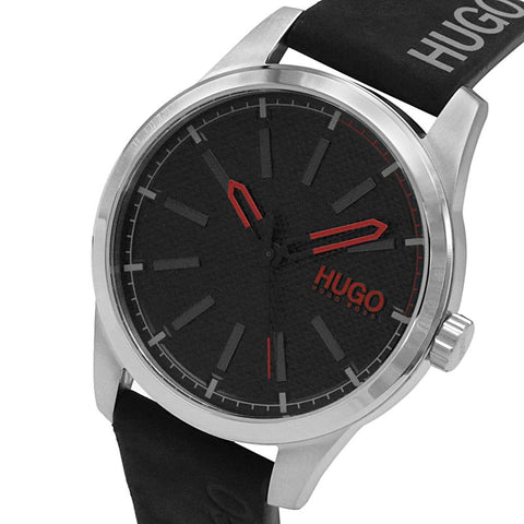 Hugo Black Leather Strap Mens Watch 1530146