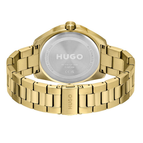 Hugo Expose Mens Yellow Gold Plated Day Date Watch 1530243