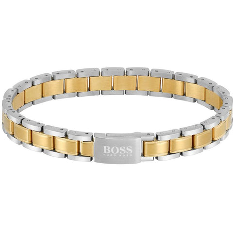 Hugo Boss Jewellery Gold Plated and Stainless Steel Mens Link Bracelet 1580195