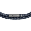 Boss Jewellery Mens Navy Blue Leather Bracelet 1580494M