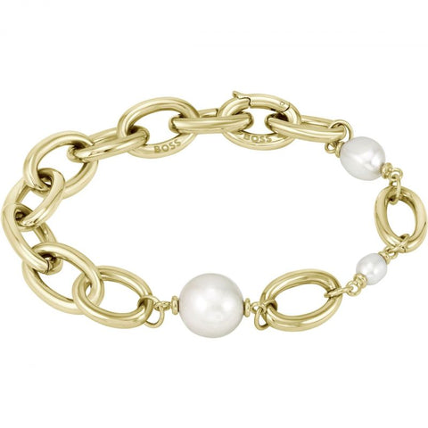 Boss Jewellery Ladies Gold Plated Pearl Bracelet 1580507