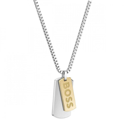 Boss Jewellery Mens Two Tone Dog Tag Necklace 1580576
