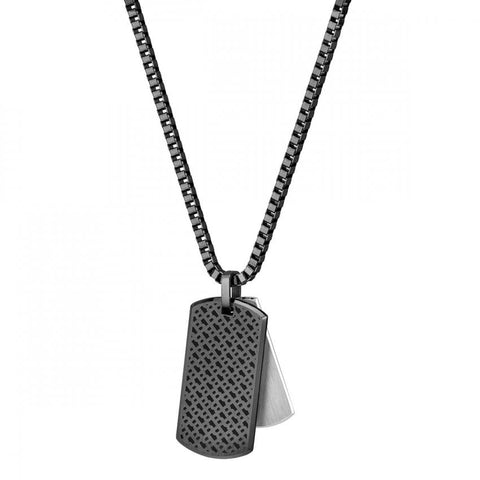 Boss Jewellery Mens Black IP Dog Tag Necklace 1580577