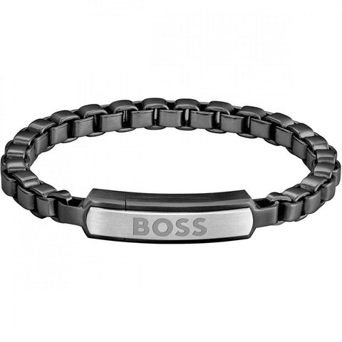 Boss Jewellery Mens Black IP Stainless Steel Bracelet 1580598M