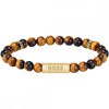 Boss Jewellery Mens Sphere Stones Tigers Eye Beaded Bracelet 1580661M