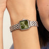 Olivia Burton Mini Grosvenor Sage Green and Silver Watch 24000255