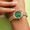 Olivia Burton Signature Honeycomb Ultra Slim Forest Green and Gold Watch 24000266