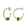 Olivia Burton Signature Black and Gold Plated Bead Charm Hoop Earrings 24100451