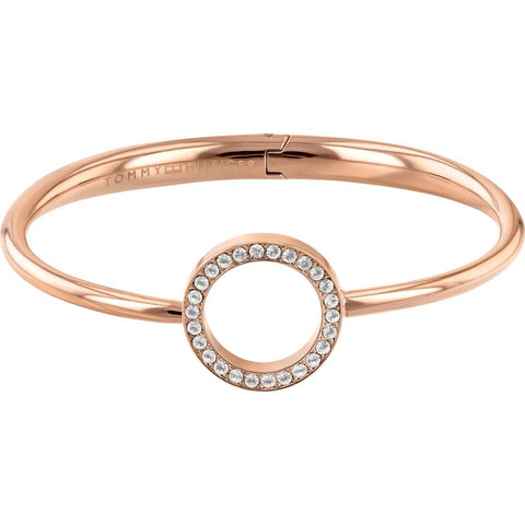 Tommy Hilfiger Ladies Open Circle Hinged Bangle Rose Gold Plated 2780066