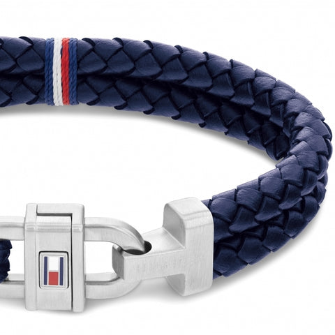 Tommy Hilfiger Mens Braided Double Layer Leather Bracelet 2790362