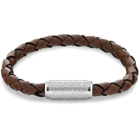 Tommy Hilfiger Brown Leather Mens Bracelet 2790482