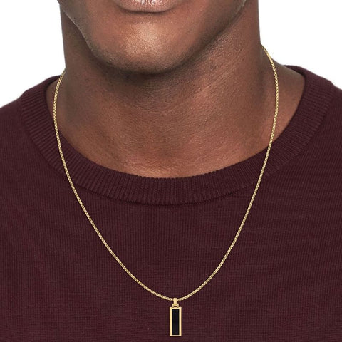 Tommy Hilfiger Mens Gold Plated Onyx Dog Tag Necklace 2790541