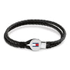 Tommy Hilfiger Bruce Braided Black Leather Mens Bracelet 2790654