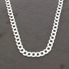Sterling Silver Diamond Cut Flat Mens Solid Curb Chain Necklace 20" | H&H