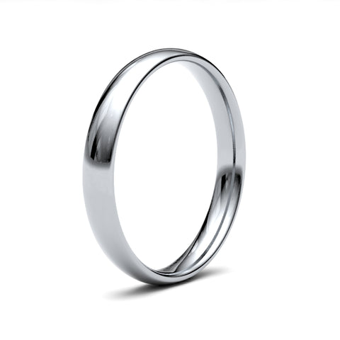 9ct White Gold Court 3mm Light Weight Ladies Wedding Ring | H&H