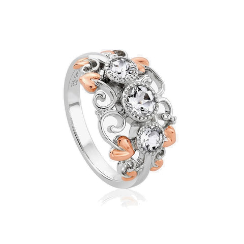 Clogau Tree Of Life Sterling Silver and White Topaz Trilogy Ring 3SENCR2