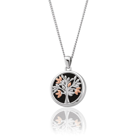 Clogau Sterling Silver Black Onyx Tree Of Life Pendant and Chain 3SNTLCOP
