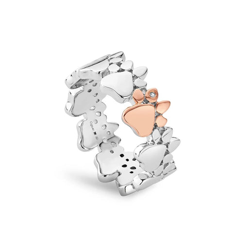 Clogau Paw Prints On My Heart Sterling Silver Ring 3SPWP0648