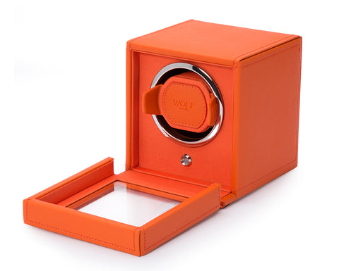 WOLF Cub with Cover Single Watch Winder Orange Module 1.8 461139 | H&H