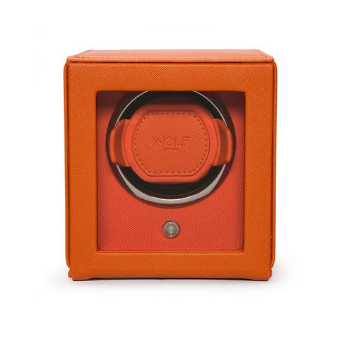 WOLF Cub with Cover Single Watch Winder Orange Module 1.8 461139 | H&H