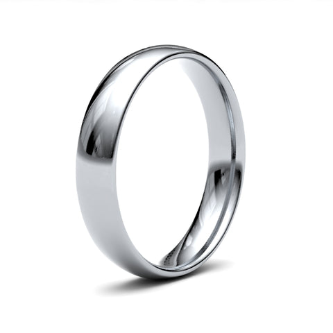 9ct White Gold Court 4mm Light Polished Ladies Wedding Ring | H&H