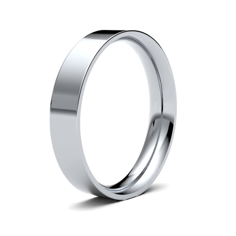 9ct White Gold 4.0mm Flat Court Medium Weight Ladies Wedding Ring | H&H