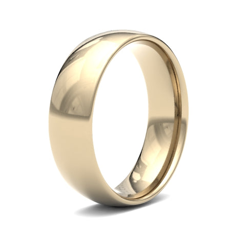 18ct Yellow Gold Traditional Court 6mm Light Weight Polished Mens Wedding Ring