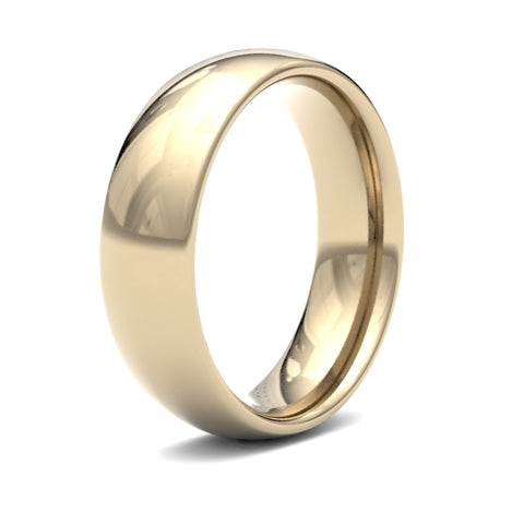 9ct Yellow Gold Traditional Court 6mm Medium Weight Mens Wedding Ring