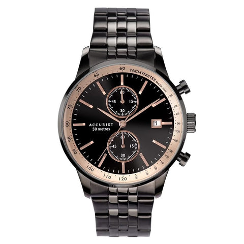 Accurist Chronograph Black Bracelet Mens Watch 7341 | H&H Jewellers
