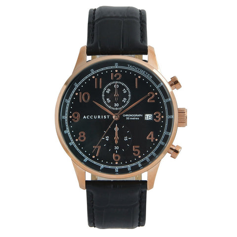 Accurist Chronograph Black Strap Mens Watch 7353 | H&H Family Jewellers