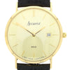 Accurist 9ct Gold Mens Watch Champagne Dial Black Strap 7802