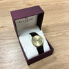 Accurist 9ct Gold Mens Watch Champagne Dial Black Strap 7802