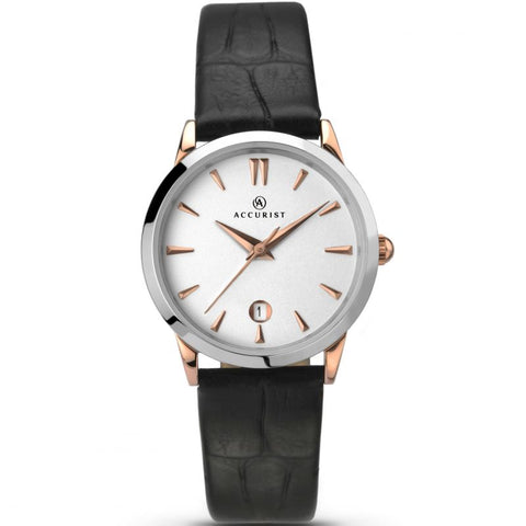 Accurist Leather Strap Ladies Watch Rose 8073 | H&H Family Jewellers