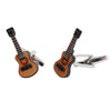 Acoustic Guitar Rhodium Plate Mens Cufflinks 901005