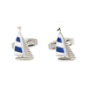 Blue Yacht Rhodium Plate Mens Cufflinks (901087) | H&H Family Jewellers