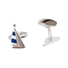 Blue Yacht Rhodium Plate Mens Cufflinks (901087) | H&H Family Jewellers