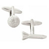 Golf Ball And Tee Rhodium Plate Mens Cufflinks 901013