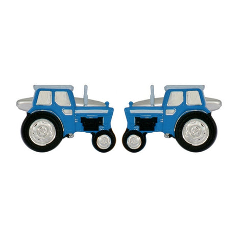 Blue Tractor Rhodium Plate Mens Cufflinks 901296 | H&H Jewellers