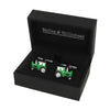 Green Tractor Rhodium Plate Mens Cufflinks 901404
