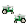 Green Tractor Rhodium Plate Mens Cufflinks 901404
