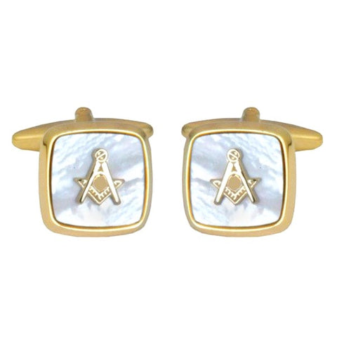 Mother Of Pearl Gold Plated Masonic Cufflinks 902820 | H&H
