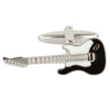 Black and White Electric Guitar Rhodium Mens Cufflinks 901520 | H&H