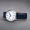 Accurist Classic Mens Blue Leather Strap Watch White Dial 73000 | H&H