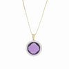 9ct Yellow Gold Amethyst and Diamond Pendant and Chain