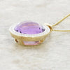 9ct Yellow Gold Amethyst and Diamond Pendant and Chain